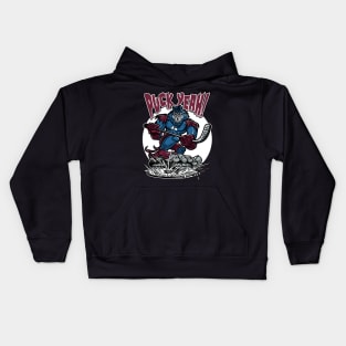 Puck Yeah Bigfoot Hockey Player Mascot Kids Hoodie